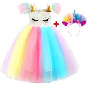 Babymeisjes Unicorn Rainbow Christmas Brithdday Sequin Tutu Jurken kleding Kinderkinderen Princess Party Party Little Clothing 240426