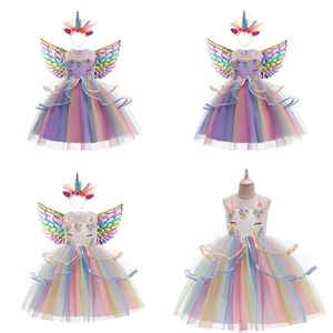 Baby Girls Unicorn Tutu Dress Pastel Rainbow Princess Girls Vestidos de fiesta de cumpleaños Niños Niños Halloween Unicornio Realizar traje 1017 E3
