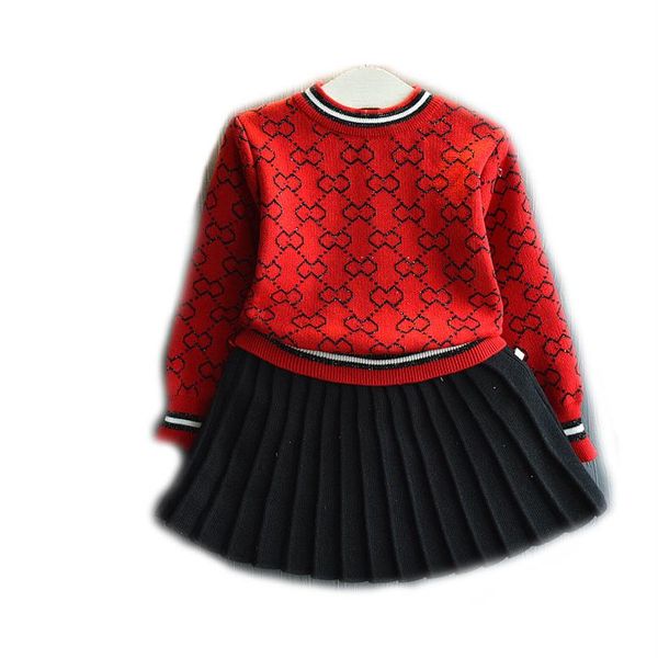 Ensemble de vêtements d'hiver pour bébés filles, pull à manches longues, chemise et jupe, 2 pièces, tenues de printemps pour enfants filles, vêtements 309L