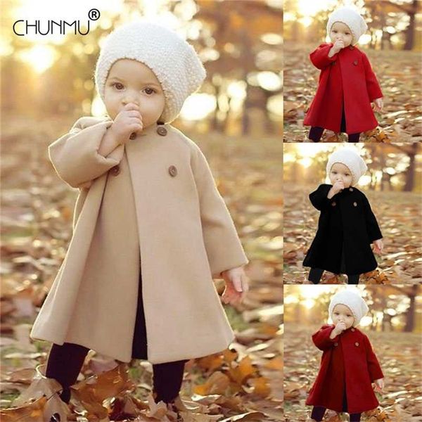 Bébé filles laine manteau automne hiver chaud veste couleur unie vêtements pour enfants anniversaire noël vêtements d'extérieur 211011