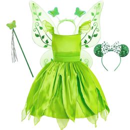 Baby Groene Fee Kostuum Kinderen Cosplay Carnaval Elegante Vermomming Meisjes Prinses Optocht Kleding Feestjurk 310 Jaar 240322