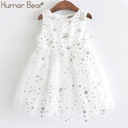 Bébé Gril Robe D'été Sans Manches Étoiles Paillettes Enfants Sweet Party Mesh Princesse Enfants Vêtements 210611