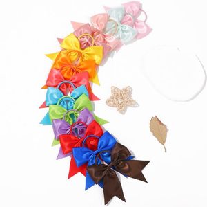 Baby Hair Band Ties Bows Elastic Rubber Band Ribbon Bowknot Brounds Hairs Solid Princess Bows Scrunchie