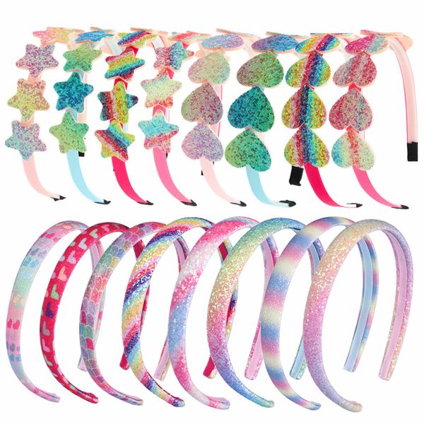 Palillos para el cabello para bebés Color para niños Love Star Hairband Gradient Rainbow Mermaid Girl's Party Accesorios para el cabello para niños Concesiones de precios directos de fábrica