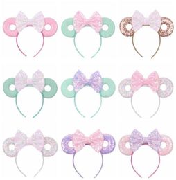 Bâtons de cheveux de bébé oreilles de souris bandeau de cheveux 15 couleurs paillettes paillettes arcs beignet bandeau enfants Cosplay coiffure cerceau enfants cheveux accès7684533