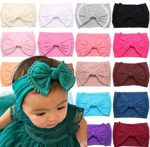 Bébé Hairband Enfant Bowknot Bandeaux Turban Gland Boule En Nylon Enfants Bandes De Cheveux Filles Solide Chapeaux Tête Wrap Bande De Cheveux Accessoires