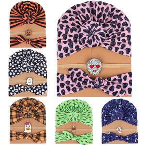 Baby Halloween Donut Gorras gorras con la cabeza de conejito DIEADA DIEADA NYLON Cráneo Hairbands 3 unids Set Infant Kids Niños Orejas Cubierta Beanie KBH77