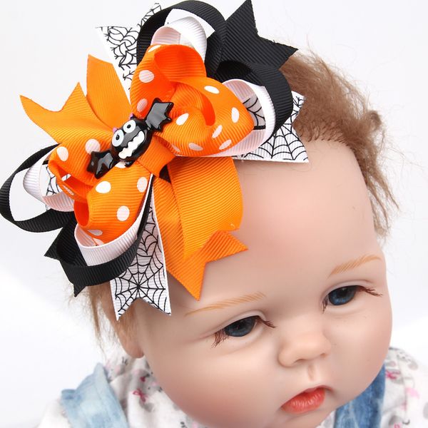 Bébé Halloween Swallowtail Pinces À Cheveux Gros-Grain Ruban Arcs Filles Enfants Fantôme Barrettes Enfants Chauve-Souris Pinwheel Clippins Accessoires Pour Tout-petits QWS025