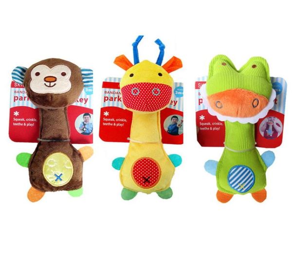 Cloche à main pour bébé, barre d'appui pour nouveau-né, hochets de dessin animé, singe, Animal en peluche, marionnette à main, jouet pour bébé, jouets grinçants, 6389327