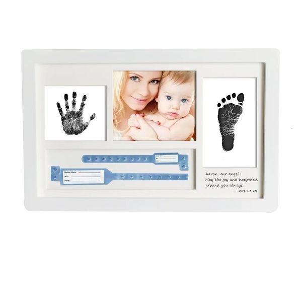 Baby Hand Footprint Hands Feet Moul Maker Girls Boys Baby PO Frame avec couverture d'empreinte digitale Set Baby Growth Memorial Cadeaux 240403