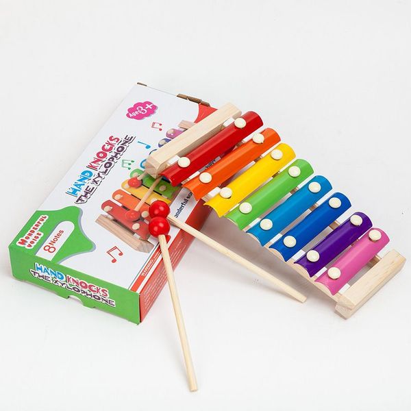 Bebé Mano Aprendizaje Golpeando Juguete Kid Instrumentos musicales Juguetes Niños Xilófono Desarrollo Regalos de madera Niños Educación Piano Wo Okqbl