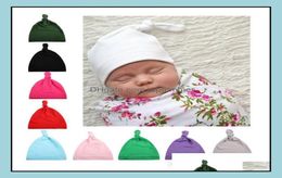 Gorro para bebé Gorro con nudo superior de algodón Primavera Otoño Invierno Gorros para niños Gorras para niñas y niños 17 colores Entrega directa 2021 Accesorios 8060827