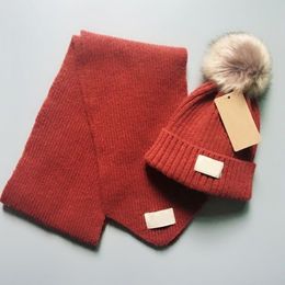 Baby Australië hoeden kinderen sjaal hoed set geschenken jongens hoed kinderen meisjes caps schattig winter warm gebreide pompom babymutsje muts effen haarbal