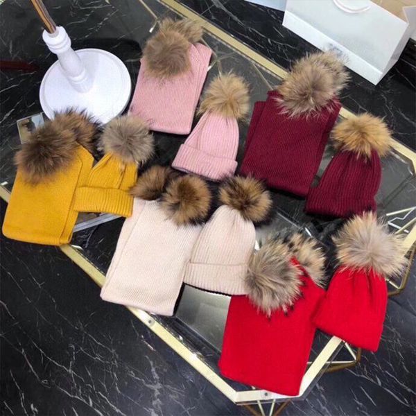 Chapeaux de bébé enfants enfant en bas âge chapeau écharpe ensembles cadeau filles garçons enfants fille casquettes mignon hiver chaud tricoté pompon bébé bonnet bonnet solide boule de cheveux m7zI #