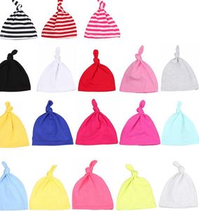 Chapeaux de bébé nouveau-né casquette nouée douce pour 02 ans coton nourrissons garçons et filles bonnets sommeil rayures casquettes chapeaux couvre-chef KKA79747865767