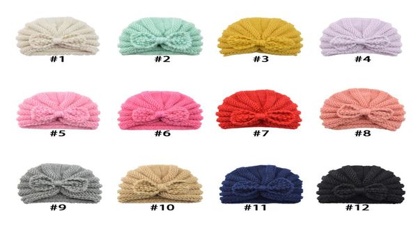 Baby hats with knot decor 2021 boys and girls hair accessories 12 colors Turban Knots Head Wraps Kids Children Winter Spring Beani8939252