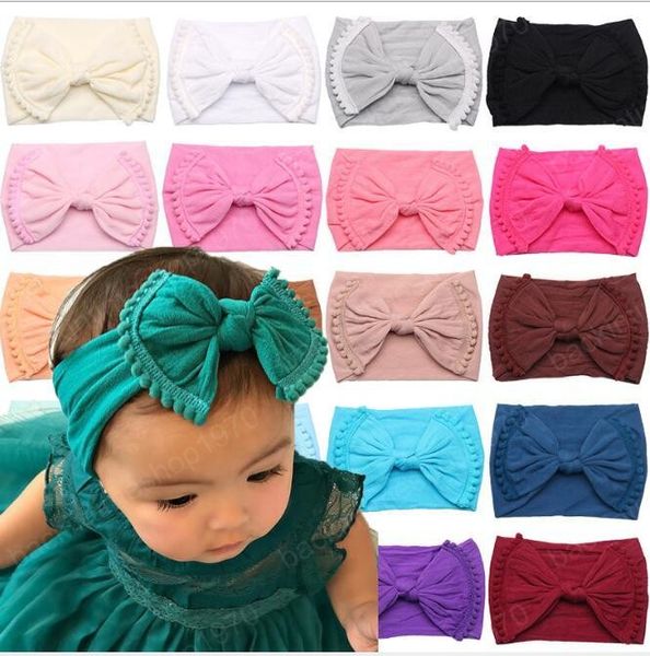 Bébé bandeau nœud papillon Turban filles doux élastique bandeaux enfant bandeau cheveux accessoires Nylon bas bandeaux 31 couleurs