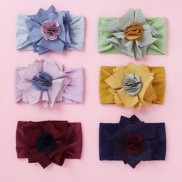 Baby hoofdband bloem brede headwrap voor meisjes nylon tulband pasgeboren traceless haarbanden baby haaraccessoires nieuwe trand