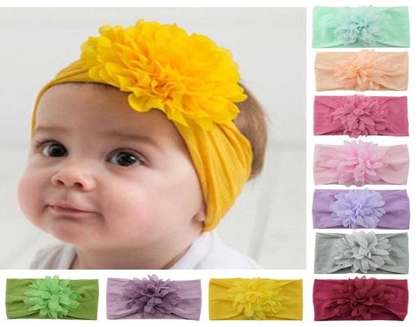 Diadema para bebé, niña, Flor de Gasa de nailon, accesorio para el cabello para niño, turbante, diadema elástica suave, súper elástica para fiesta 8136097
