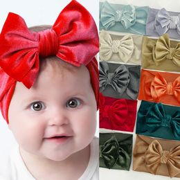 Babyhoofdband Fluwelen zachte strik Haarband Meisjes versieren elastische hoofddeksels Headwrap Haaraccessoires