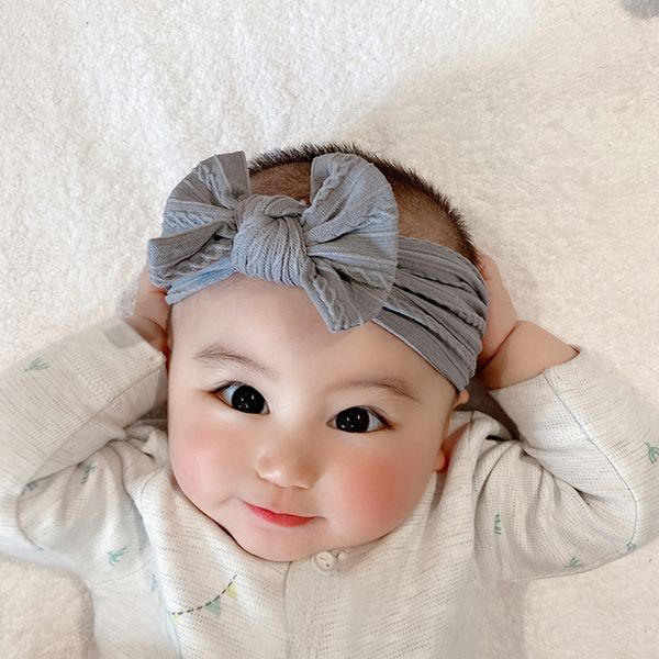 Baby Bandons Elastic Ribbon Head Bows Jacquard Weave Wide-Brimd Bowknot Soft Nylon Head Band Headwear Headwear Head Hair Accessoires 20 Couleurs