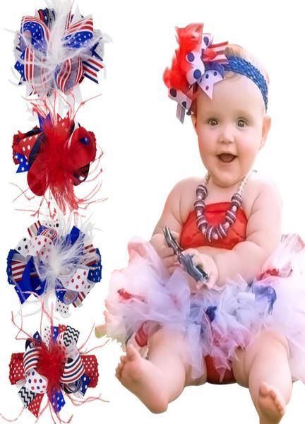 Diademas para bebés Plumas Celebración del Día de la Independencia de EE. UU. Diadema para niñas Diademas para niños Accesorios para el cabello Pasadores festivos WKHA302912654