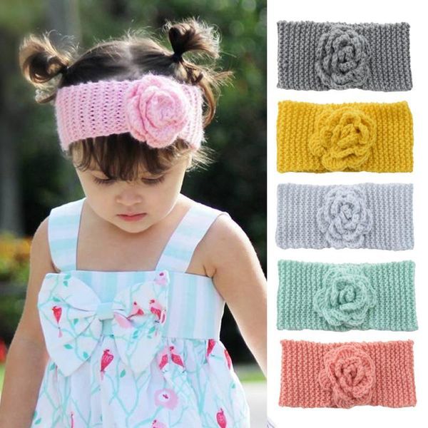 Bandes de bébé bandes filles enfants bande cheveux hiver bébé en laine turban turban oreille therbore headwrap accessoires de cheveux nouveau-né fleur