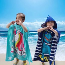 Baby Hooded Cartoon with Hat Baby Bathrobe Beach Large Absorbent Children's Bath Towel Cape