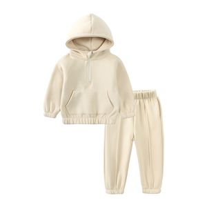 Baby hoodie Kid jas peuter tweedelige set kinderkleding rits meisjes jongens sets broek met lange mouwen tops kinderkleding Verdikking in herfst- en wintersport Casual