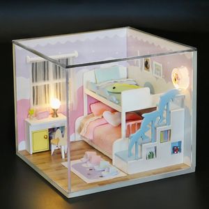 Kit de maison de bébé, Mini bricolage fait à la main, Puzzle 3D, modèle de construction, jouets pour filles, décoration de chambre à coucher avec meubles en bois, artisanat 240321