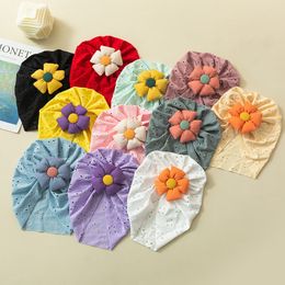 Baby Indian Caps Recién nacido Flor Hollow Out Hat Niñas Turbante Algodón suave Transpirable Envolturas para la cabeza Niños Fontanel Caps Beanie Accesorios de fotografía Accesorios para el cabello BC838