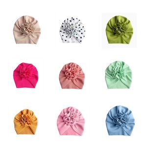 Bébé indien chapeau nouveau-né gaufre fleurs casquettes filles princesse Turban doux crème solaire bonnet fœtal coton tête enveloppe enfants Bonnet Beanie cheveux accessoires B8064