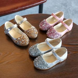 Chaussures simples en cuir cristal pour bébés filles, chaussures de princesse de fête, fond souple, boucle à crochet, douces et plates
