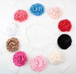 Diademas de flores rosas para bebés, tocados de encaje para niñas, atrezos para fotografía de bebés, accesorios para el cabello con lazo para recién nacidos, bandas para el cabello para bebés