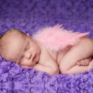 Baby Baby's Cosplay Wing Photography Props Pasgeboren Mooie Angel Fairy White Pink Feather Costume Photo Headband Prop Baw11