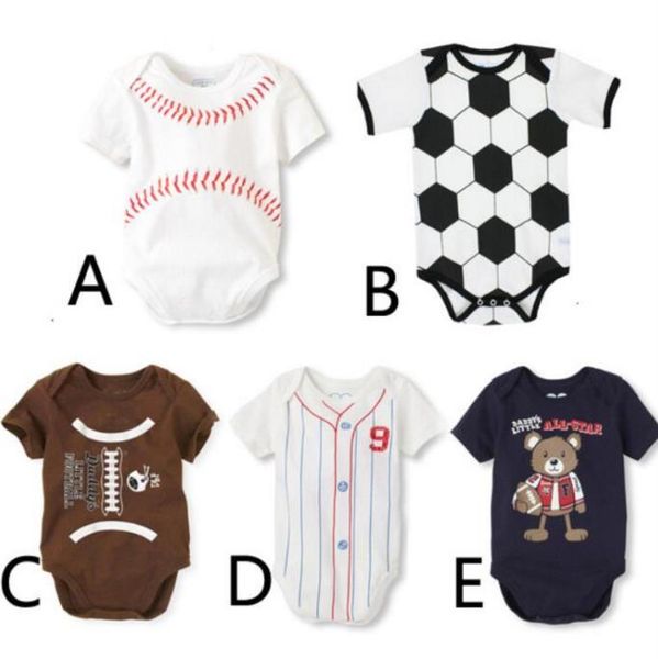 Bébé Ins Romper Summer Onesies Infantile Baseball Football Imprimer Combinaisons À Manches Courtes Body Mode INS Romper Bébé Enfants Vêtements C249