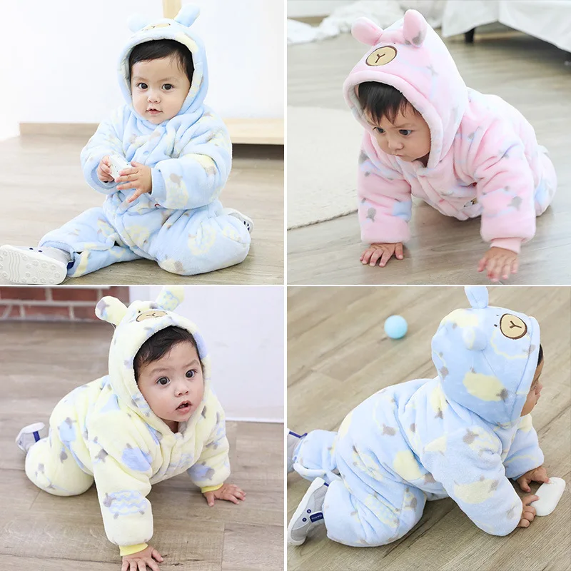 Baby Jumpsuit Winter Clothes Newborn Baby Girls boy Baby Romper Cartoons Hooded Baby Boys Jumpsuit Costume Infant Clothing Sets