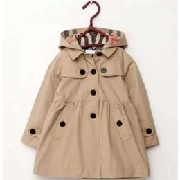 Baby Kid Jas Kinderkleding Meisje Trenchcoat Herfst Prinses Effen Middellange Lengte Single-breasted Windjack Babyjassen Kledingmaat Hoogte 100CM-160CM