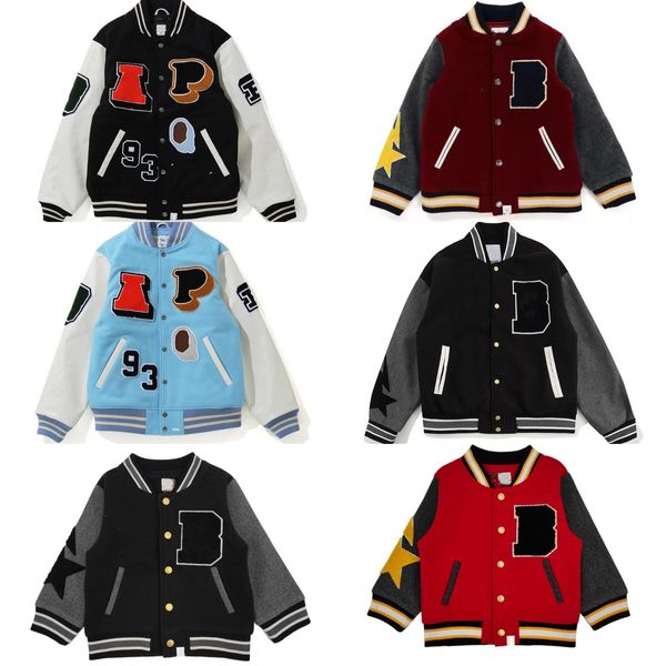 Vêtements pour enfants Vestes de créateurs singe Manteaux Varsity Enfants Casual bébé Vêtements cool Jeunes Garçons Filles Vêtements d'extérieur Lettre Vêtements de broderie Uniforme de baseball pour tout-petits