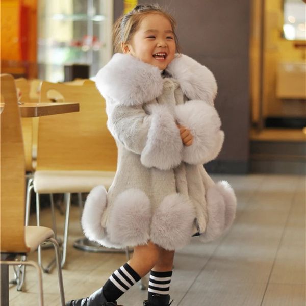 Baby Kids Clothes Girls Girls Fashion Fashion Solie Faux Mink Fox Fur Fur Matel For Teen Girl Soft Warm Children's Clothing 231221