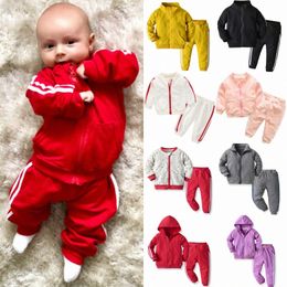 Baby Kids Clothes Ensembles garçons filles de tracks survêtement à manches longues Sport Sport Children Toddler Tricoted Pull à 2 pièces Pantalons de manteau décontracté à capuchon