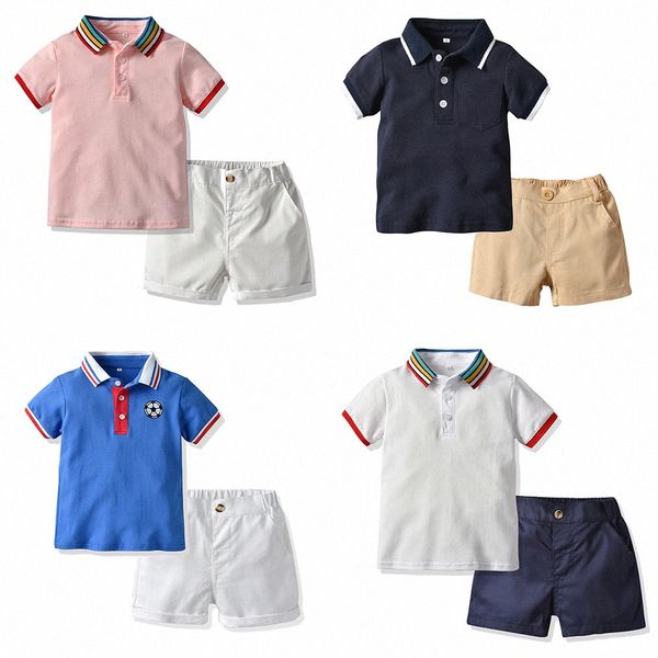 Baby Kids Clothes Ensembles Summer Boys Short Polo Shirts Short Polo Collar Tops Pantalons Children Children Children Casual Children Set Toddler Clothing 84DQ #