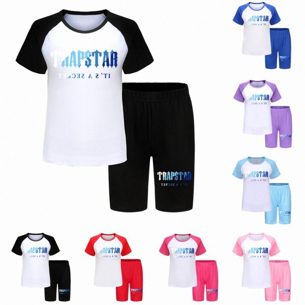 Baby Kids Clothing Trapstar Sets Bor para niños Tira de niños Trajes de ropa para niños Juvenil Vidrina de manga corta Pantalones pantalones pantalones cortantes Tops Outf B3CD#