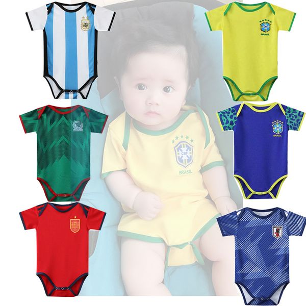 bébé enfants vêtements Argentine Brésil Football barboteuses O-cou Manches Courtes Multi Couleurs