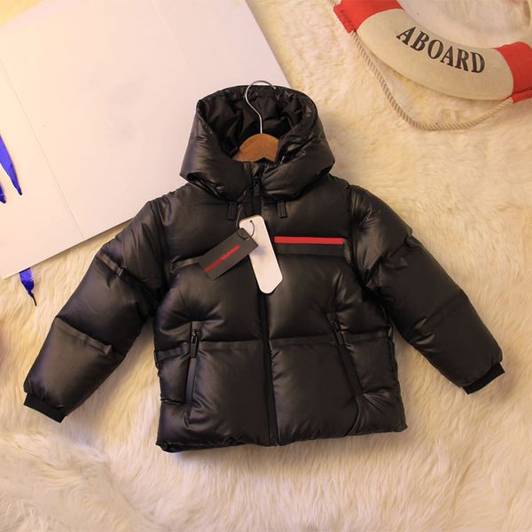 Manteau en duvet Gilet en duvet à manches amovibles Duvet de canard blanc Capuche remplie à 90%, veste en coton d'hiver chaud noir argenté, épaissie et super durable pour les enfants