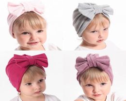 Bébé enfants double tricot chapeau automne hiver nouveaux enfants cachemire Bows chapeaux nouveau-né doux chapeaux bébé filles chaud bonnets 12 couleurs A27744169