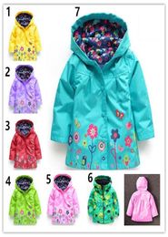 Bébé enfants filles fleur imperméable 7 couleur enfants mode bébé filles vêtements manteau d'hiver fleur imperméable veste pour coupe-vent Outw2176509