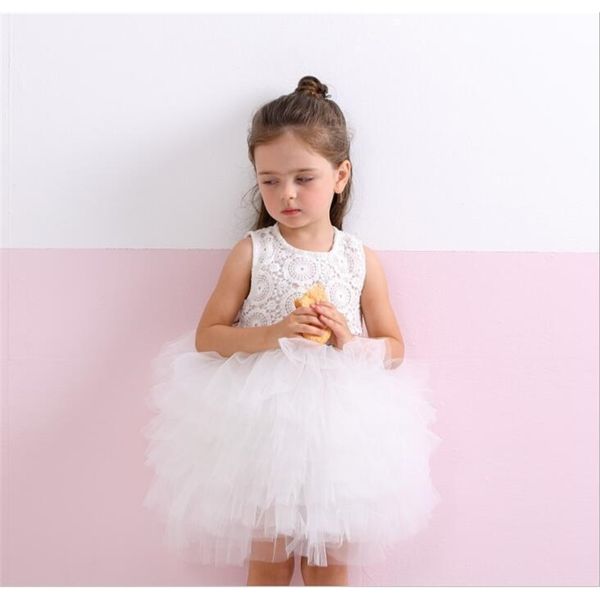 bébé enfants filles blanc dentelle tutu robe robe petits enfants élégant anniversaire princesse couches gâteau vestido 210529