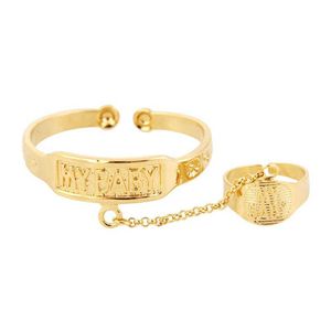 Bracelets à la mode plaqués or pour bébés enfants, bracelets à main réglables, jolis bijoux avec anneau Q0719