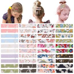 Baby Kids Hair Clips Barrettes Girls Wrapped Floral Safe Barpins BB Sucouts Accesorios para el cabello para niños 2 PCS/Par 30 colores YL629